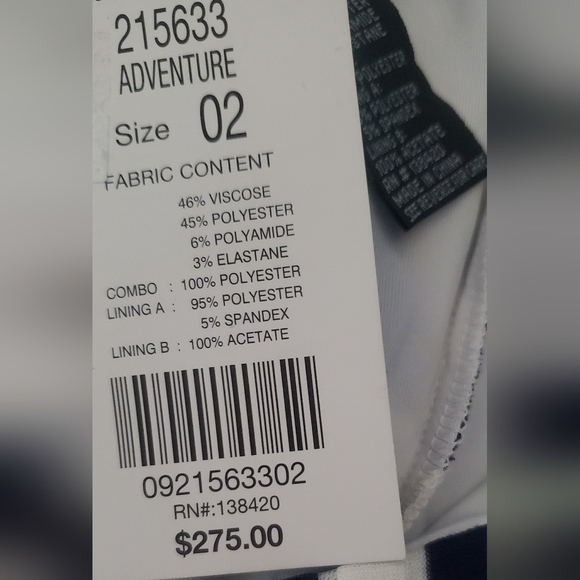 NWT ETCETERA Navy &  White Striped Fit & Flare Sleeveless Midi Dress Size 2 - Picture 2 of 5